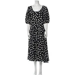 NWOT STINE GOYA Amelia Black and White Polka-Dot Puff Sleeve Dress